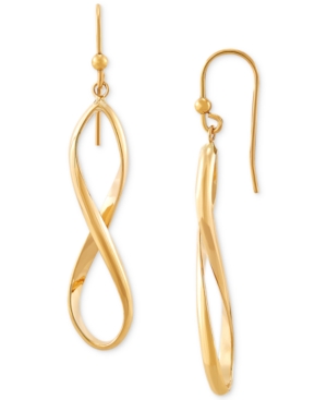 image of Polished Infinity Drop Earrings in 14k Gold
