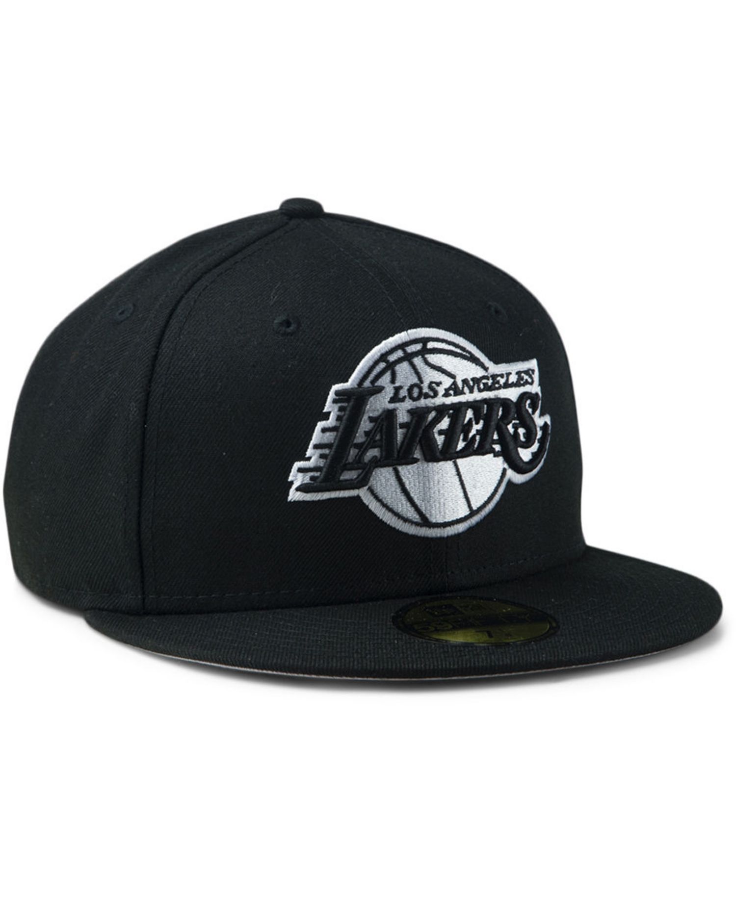 Men's Black Los Angeles Lakers Black White Logo 59Fifty Fitted Hat