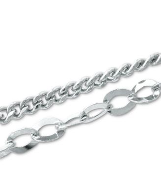 Double Chain Link Ankle Bracelet in Sterling Silver and 18k Over Silver, Created for Macy's