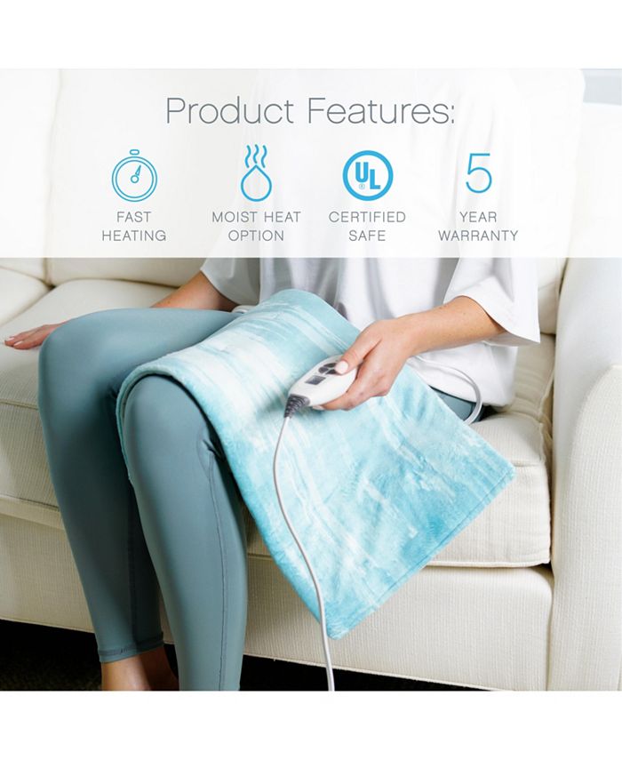 Pure Enrichment - PureRelief Luxe Micromink Heating Pad - Aqua Paint