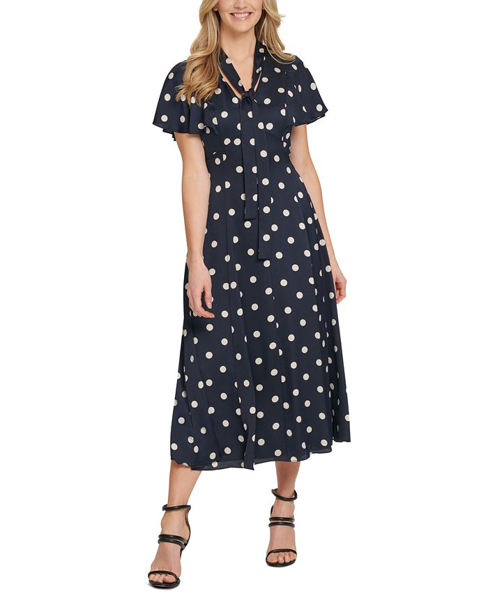 DKNY Polka Dot Flutter Sleeve Dress Macy s