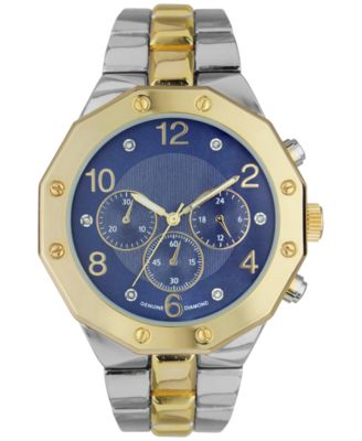 INC International Concepts - Men's Two-Tone Diamond-Accent Bracelet Watch 44mm