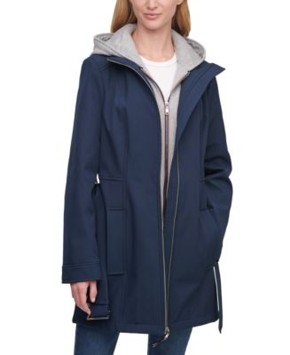 Tommy Hilfiger Hoodie-Lined Belted Raincoat - Macy's