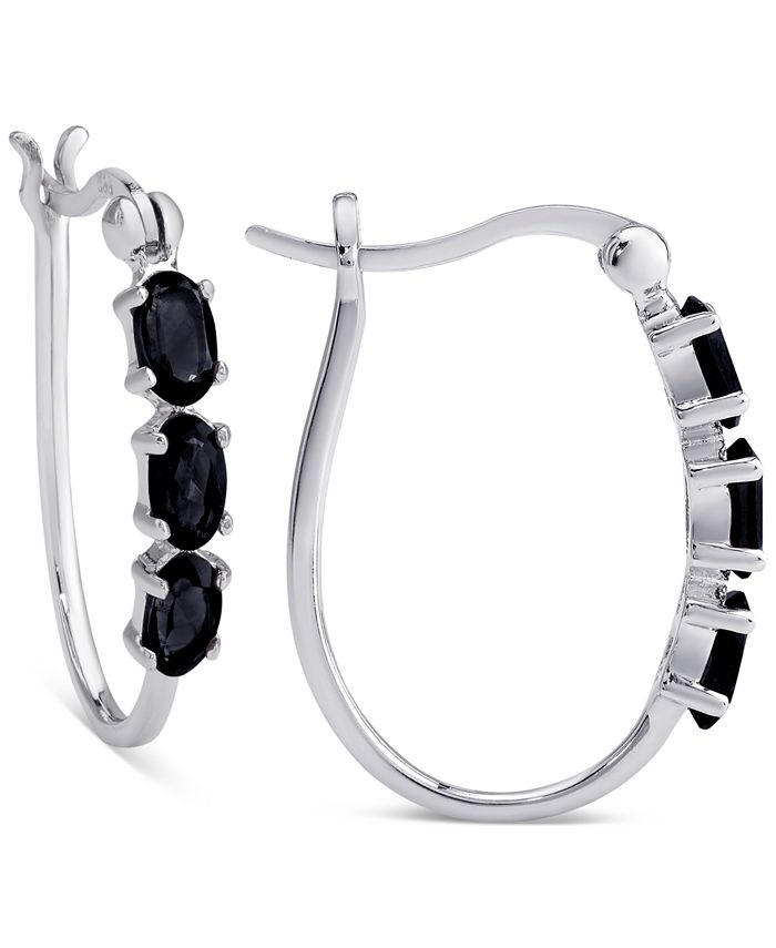 Macy's Sapphire Hoop Earrings (2 ct. t.w.) in Sterling Silver Macy's