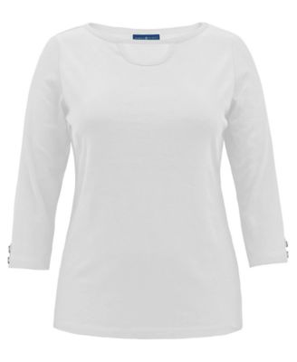 Karen Scott - Cotton Cutout Boatneck T-Shirt