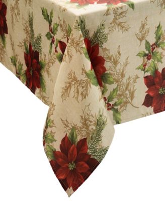 Festive Poinsettia Holiday Rectangle Tablecloth, 60" x 84" Rectangle
