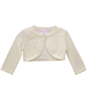 image of Bonnie Baby Baby Girls Cardigan with Lace Trim