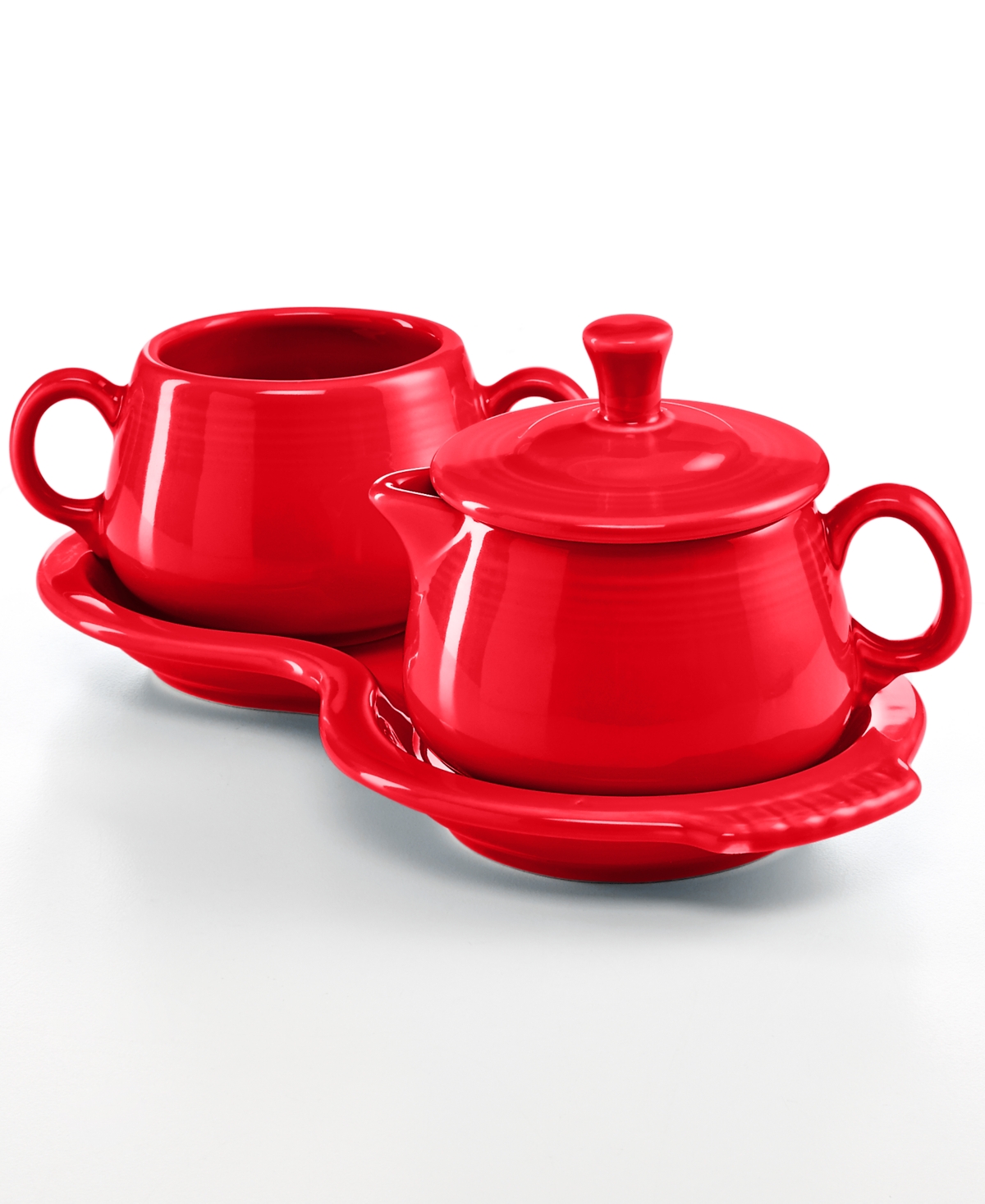 Fiesta 4 Pc. Sugar Bowl And Creamer Set With Tray In Brt Red