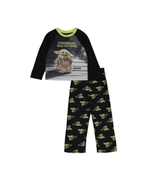 image of Ame Star Wars Little and Big Boys Baby Yoda 2-Piece Pajama Set