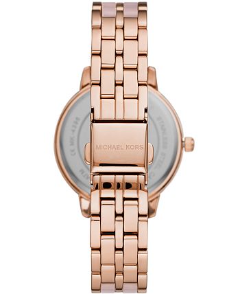 Michael Kors Women's Melissa Three-Hand Rose Gold-Tone Stainless Steel  Bracelet Watch 36mm - Macy's