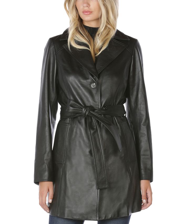 Nicole Belted Leather Trench Coat, Tahari Baby Trench Coat