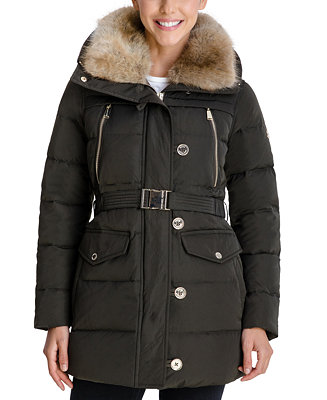 Michael Kors Faux-Fur-Collar Down Puffer Coat, Created for Macy's - Macy's