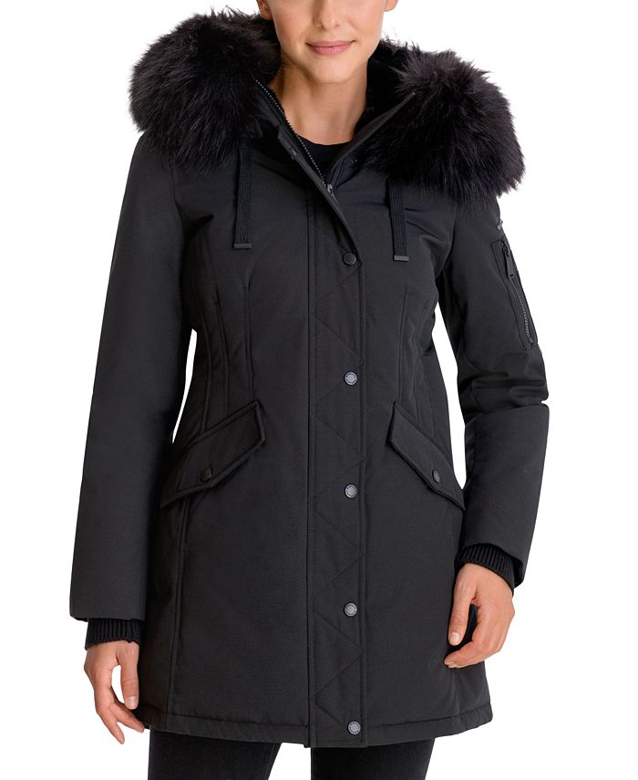 Removable Padding Faux Fur Hood Coat