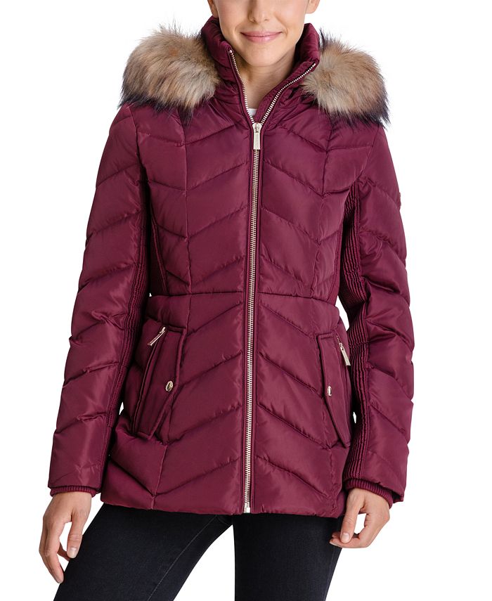 Michael Kors Faux-Fur-Trim Hooded Down Puffer Coat, Created for 
