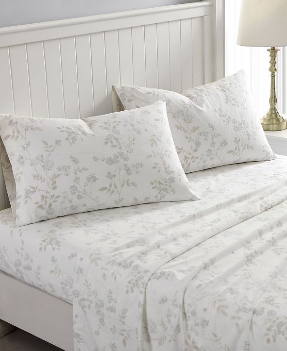 Laura Ashley Fawna Flannel Cotton Queen Sheet Set & Reviews - Sheets & Pillowcases - Bed & Bath ...