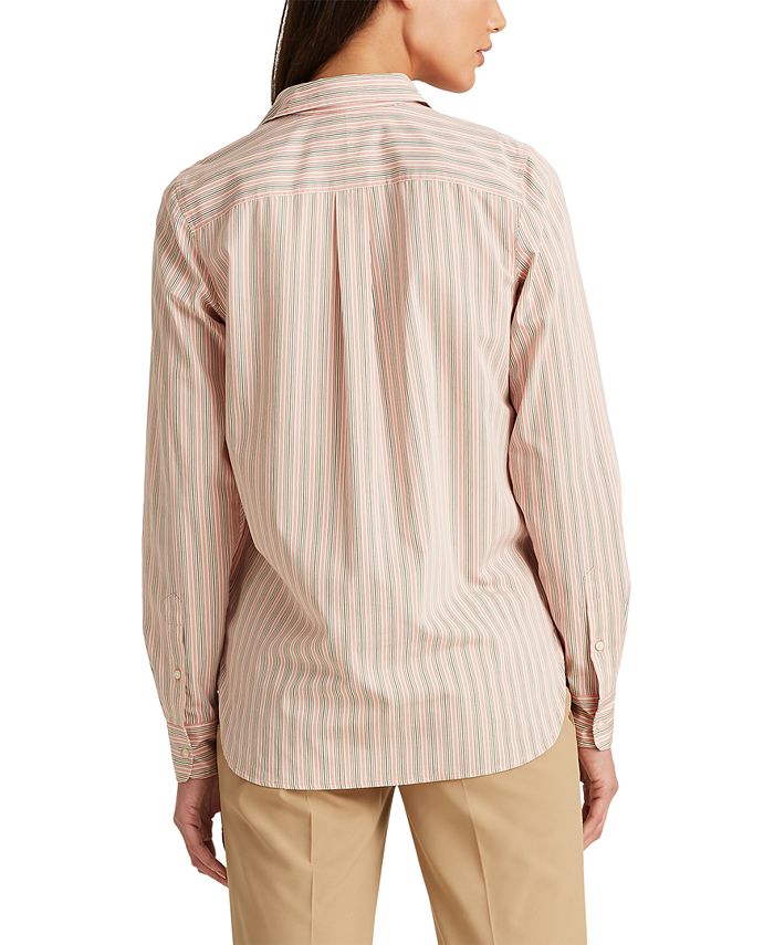 Lauren Ralph Lauren Petite Striped Cotton Shirt - Macy's