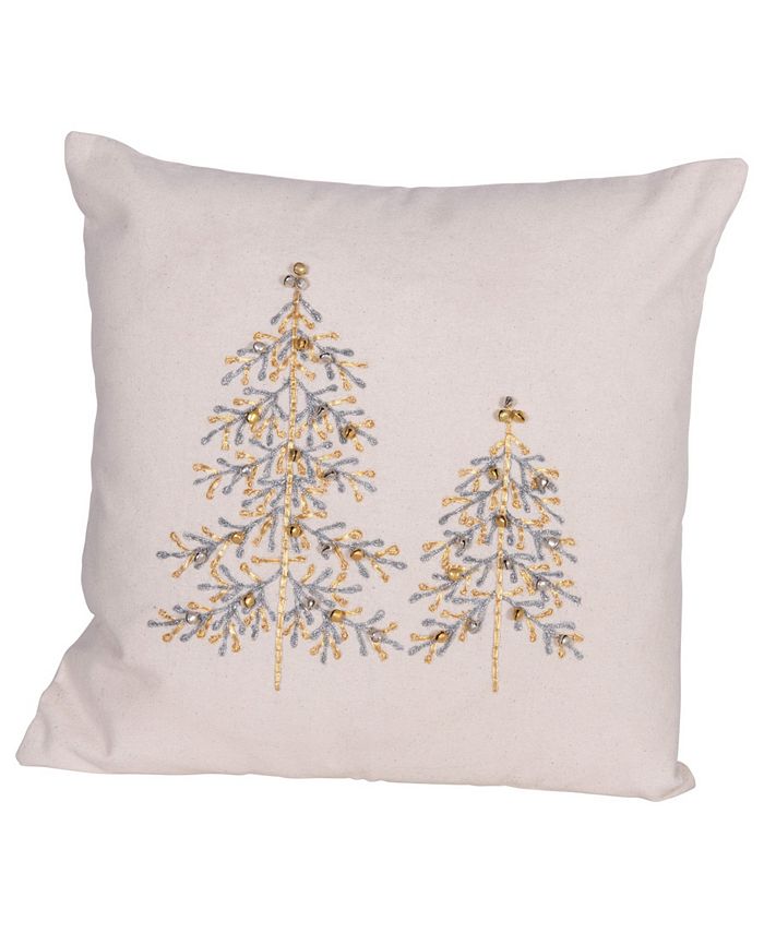 CREATIVE COOP INC Square Cotton Pillow with Embroidered Appliqued