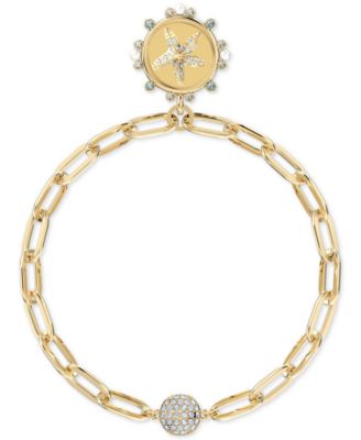 Swarovski - Gold-Tone Crystal & Imitation Pearl Starfish/DREAMER Water Medallion Magnetic Link Bracelet