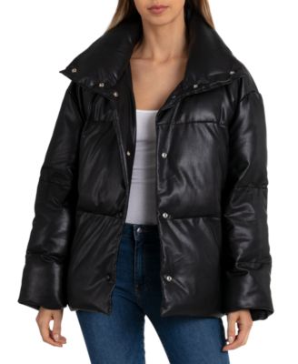 patent leather puffer coat