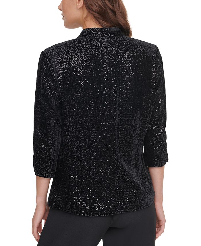 Eliza J Sequinned Velvet Jacket - Macy's