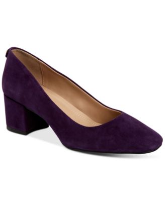 block heel purple shoes