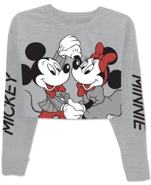 image of Disney Juniors- Mickey & Minnie Cropped Long Sleeve T-Shirt