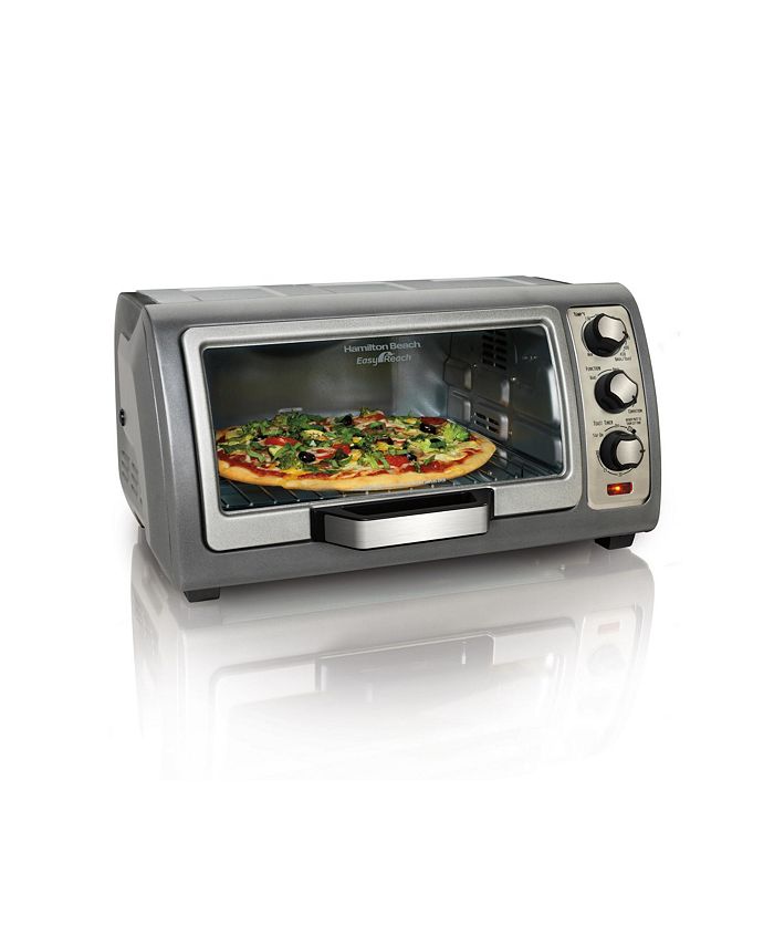 Hamilton Beach Easy Reach Toaster Oven with Roll-Top Door works great!  Space