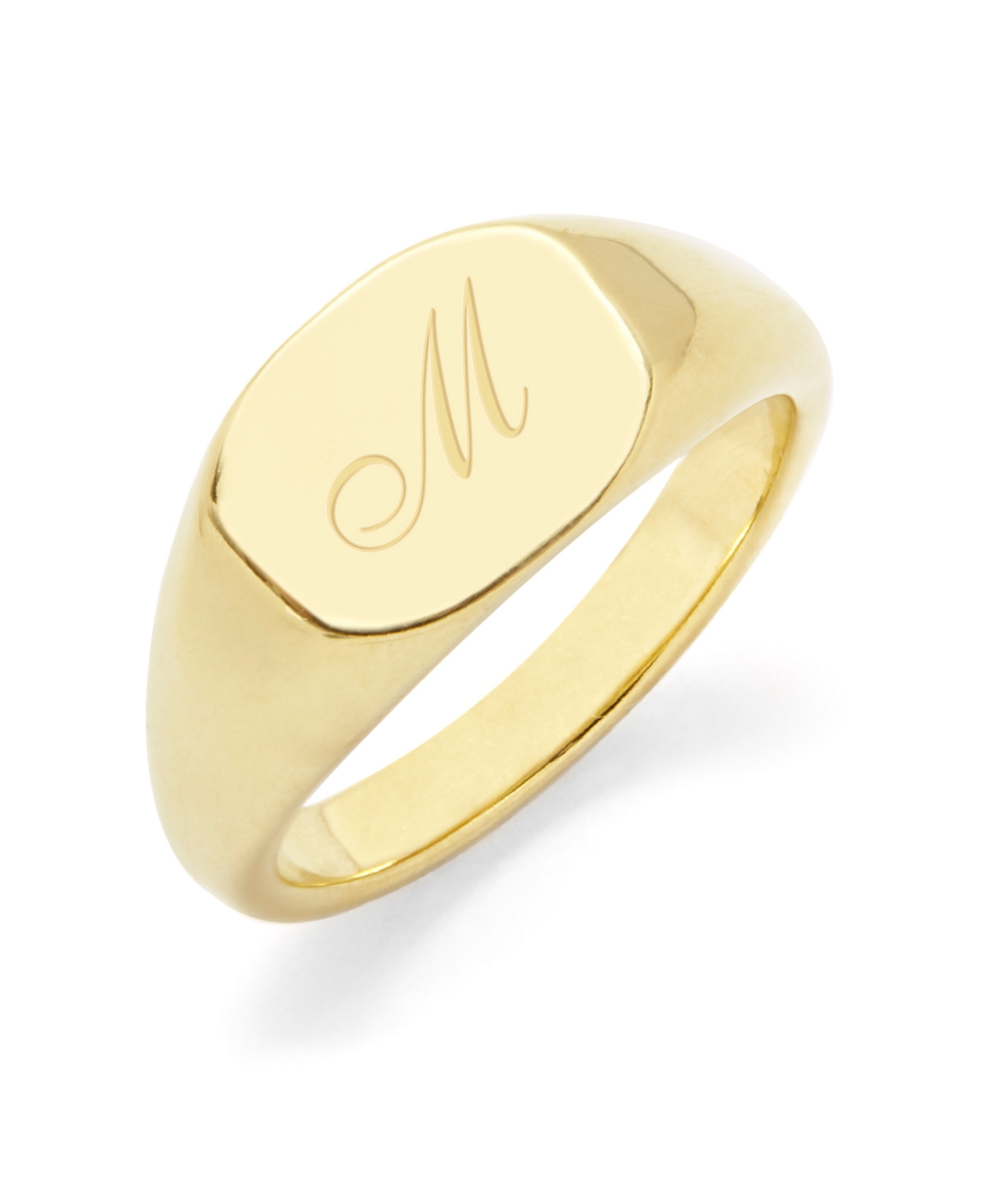Reagan Initial Signet Gold-Plated Ring - Gold - R