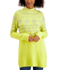 Style & Co Women's Fair Isle Tunic Sweater Yellow Size Large