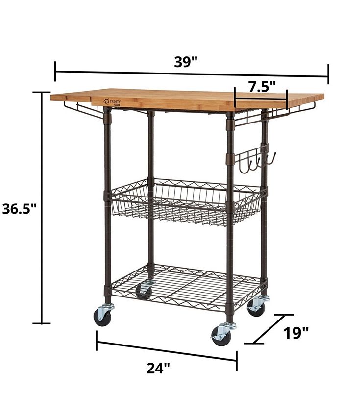 TRINITY Pro Expandable Bamboo Top Bronze Anthracite Kitchen Cart Macy's