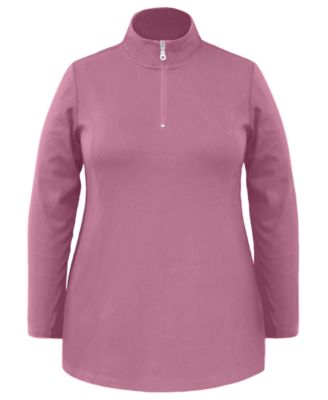 Karen Scott - Plus Size Half-Zip Tunic Top