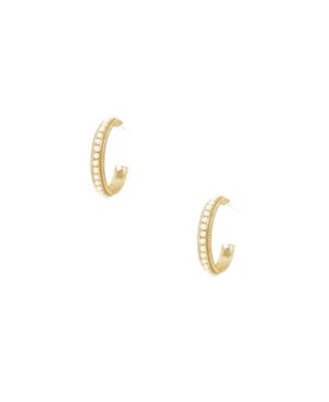 image of Ettika Small Talk Imitation Pearl and 18K Gold Hoop Women-s Earrings