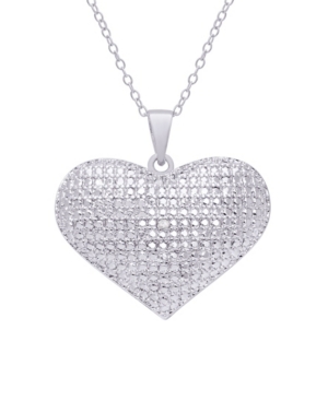 image of Macy-s Diamond Accent Silver-plated Heart Pendant Necklace