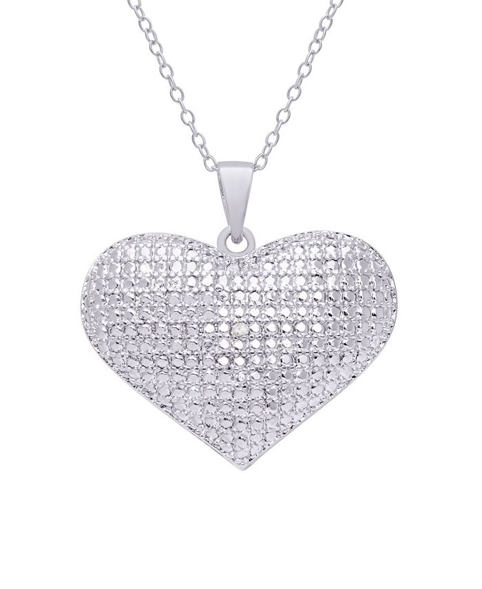 Macy's Diamond Accent Silverplated Heart Pendant Necklace Macy's