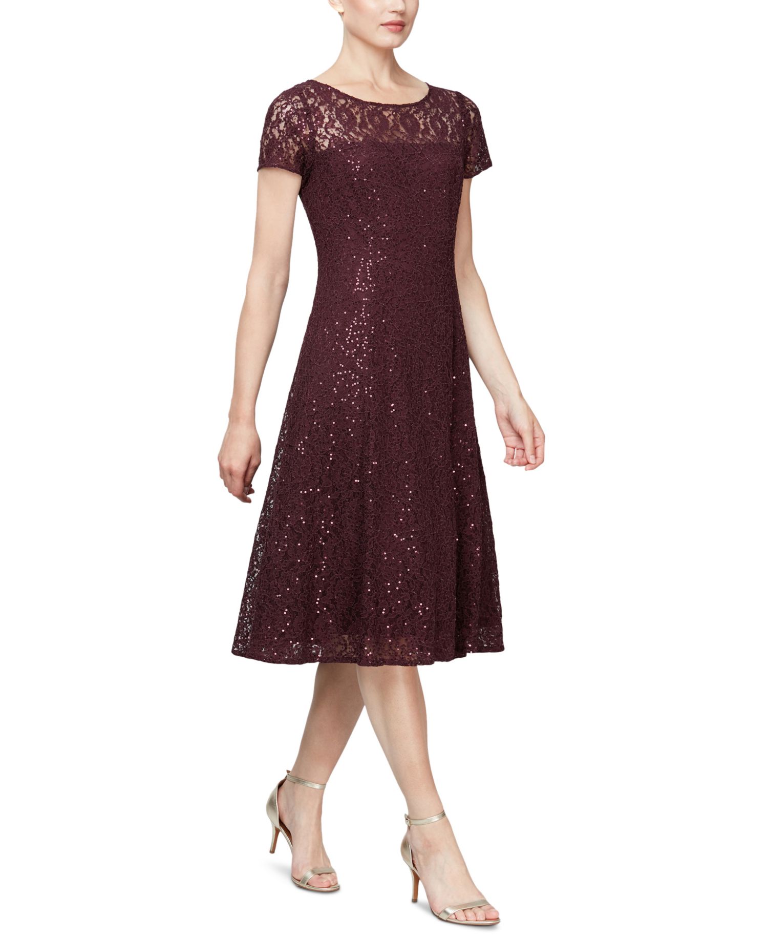 Sequined Lace Midi Dresses