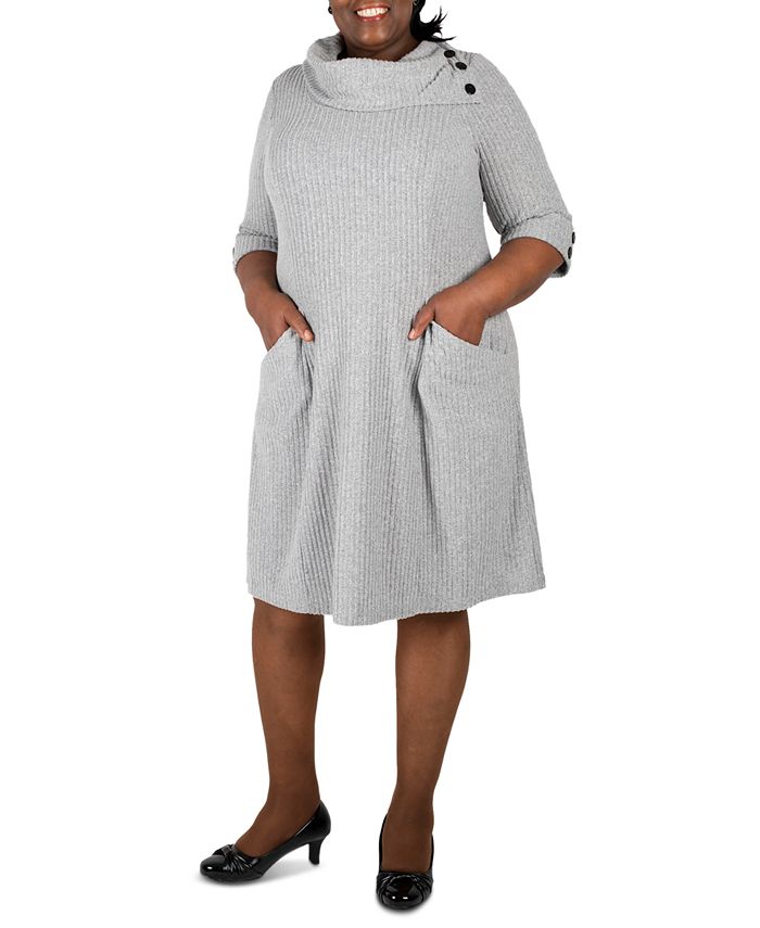 Robbie Bee Plus Size Cowlneck Knit Sweater Dress - Macy's