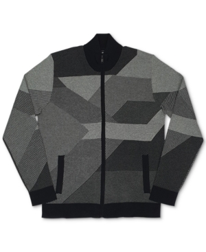 Alfani Men's Geometric Pattern Full-Zip Cardigan, Created for Macy's