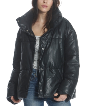 image of Vigoss Faux-Leather Puffer Jacket