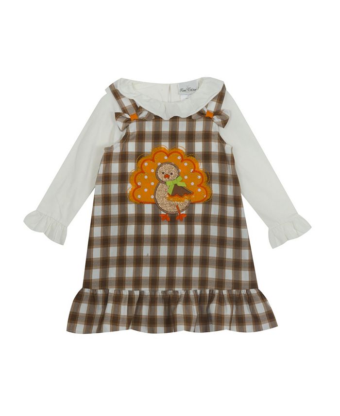 Rare Editions Toddler Girl Plaid Jumper With Turkey 52 OFF