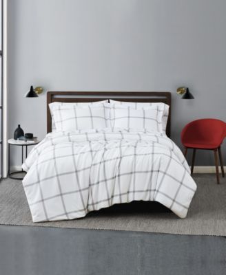 Printed Windowpane 2 Piece Duvet Cover Set, Twin XL