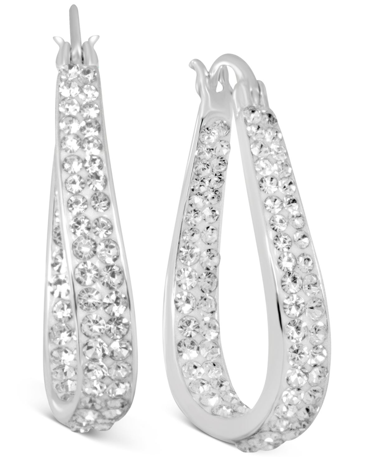 And Now This Crystal In & Out Teardrop Hoop Earrings Plate, Gold-Plate or Rose Gold Plate - Silver