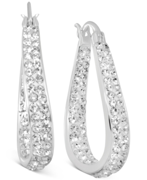 image of Essentials Crystal In & Out Teardrop Drop Earrings in Fine Silver-Plate