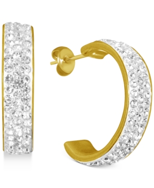 image of Essentials Crystal C-Hoop Earrings in Gold-Plate