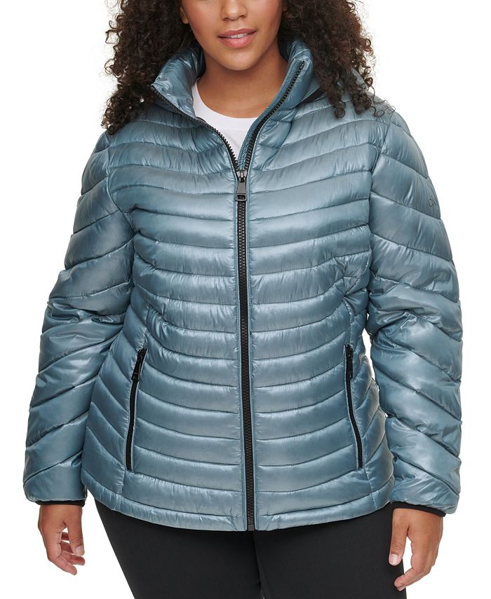 Calvin Klein Plus Size Hooded Packable Down Puffer Coat, Created for ...