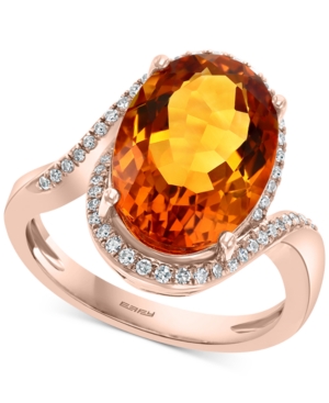image of Effy Madera Citrine (6-5/8 ct. t.w.) & Diamond (1/5 ct. t.w.) Ring in 14k Rose Gold