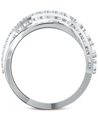 Swarovski Silver-Tone Crystal Twist Double-Row Ring - Macy's