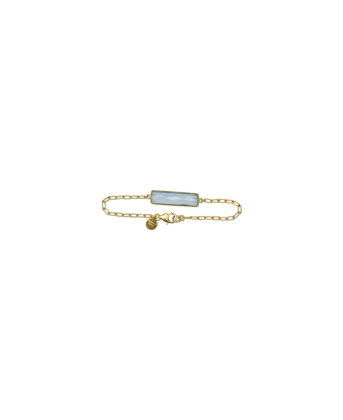 Bezel Set Topaz Bar Bracelet with 14K Gold Fill Chain - Gold - Fill
