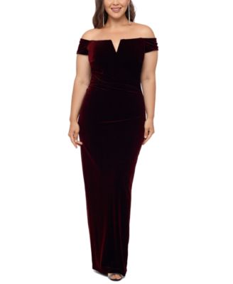 xscape velvet dress burgundy