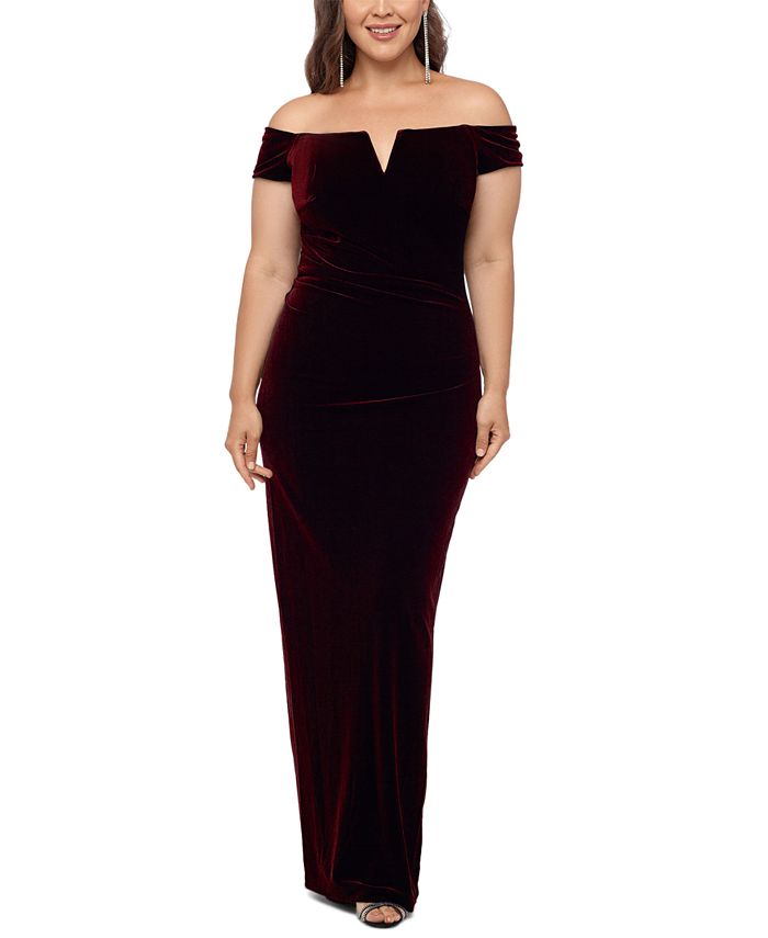 xscape off shoulder gown