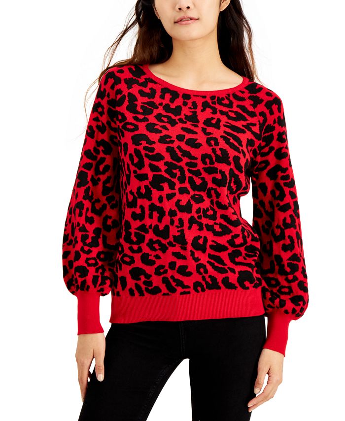 Red balloon top sleeve sweater